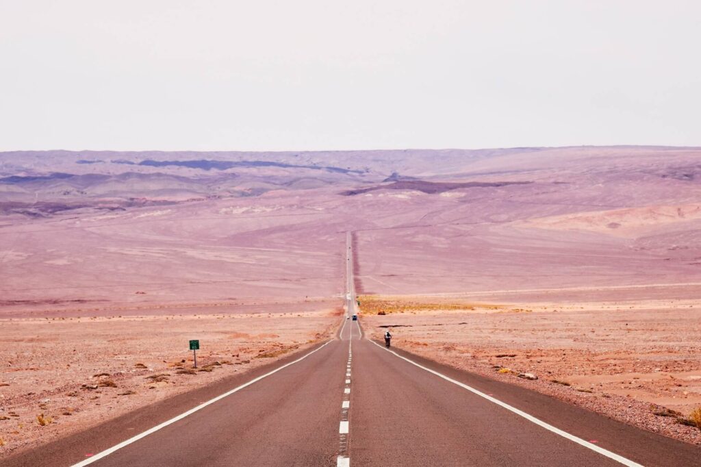 long road stretch in the atacama desert