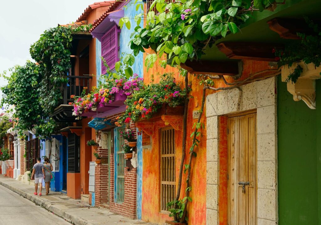 colourful street in colombia